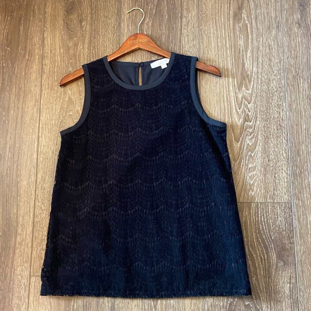 LOFT black lace tank - small